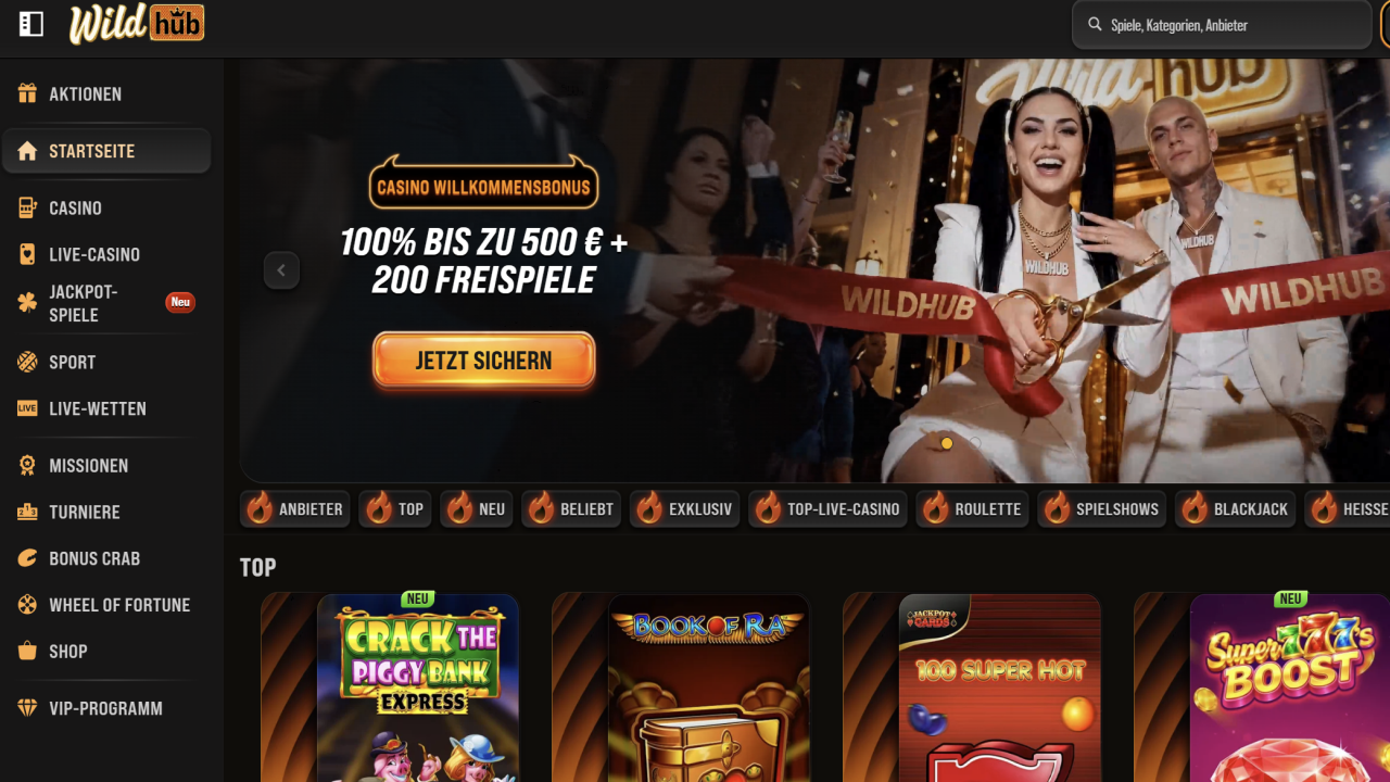 Wildhub Casino website